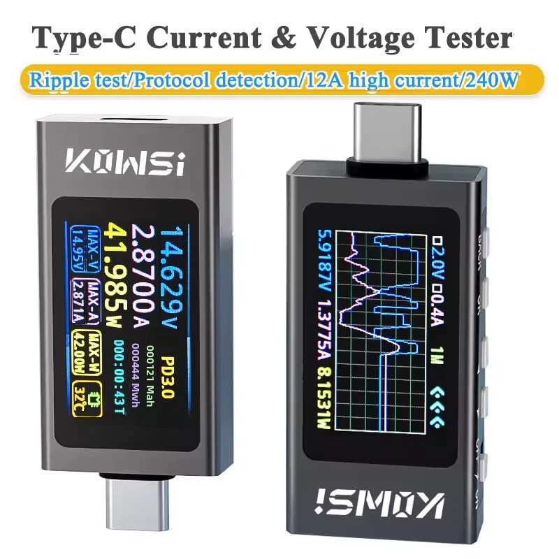 Diy Electronic Load - KWS-X1 Type-C الحالي والجهد رصد تيار