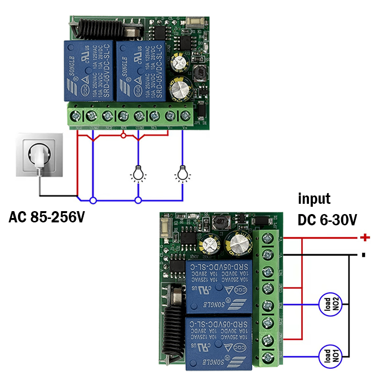 DC 12V 24V AC 220V RF433 2CH و - مراجعة Rf 433Mhz Module وسعره